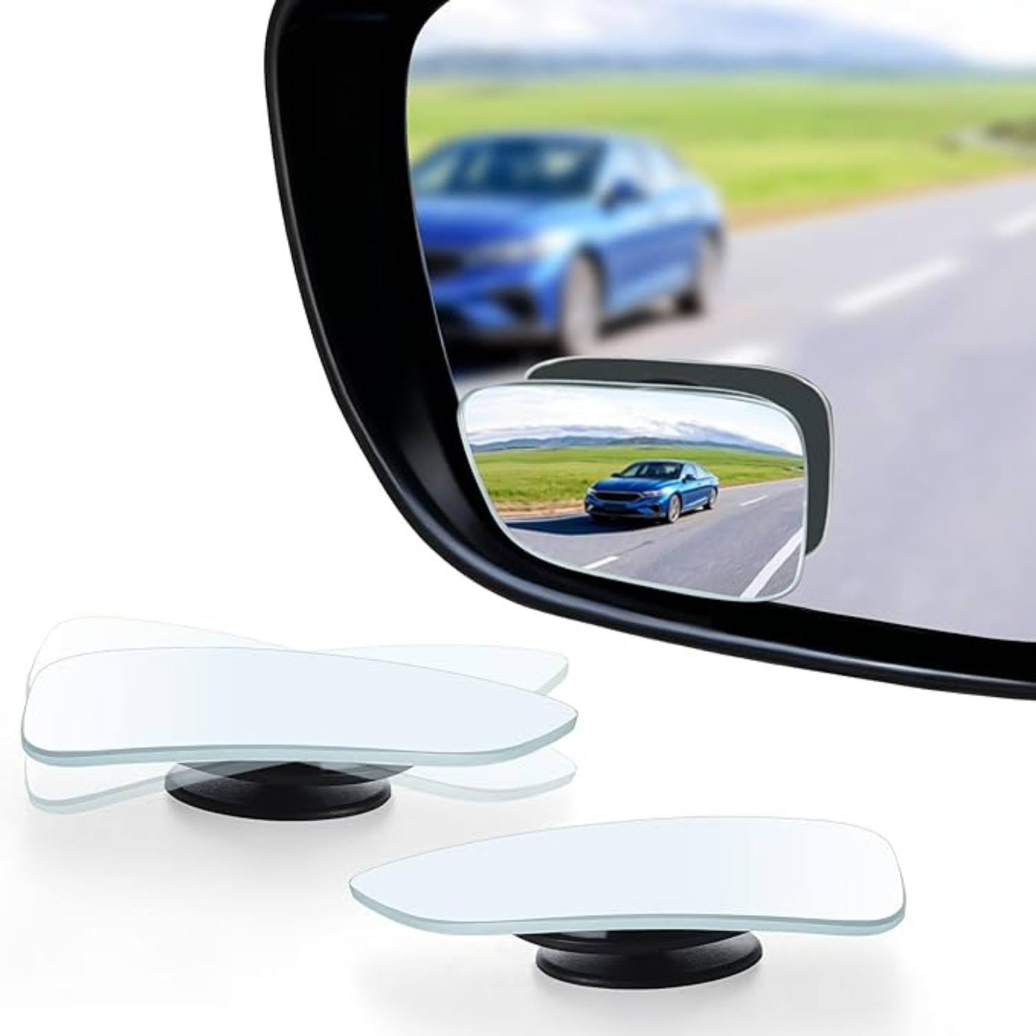 HD Glass Frameless Blind Spot Car Mirrors - Convex Wide Angle Side View Mirrors for SUVs, Trucks, and RVs - 2 Pack